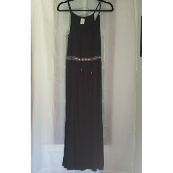 Faded Glory Maxi Tank Dress Black Long Sleeveless Boho Simple Womens Size M 8-10 - Picture 1 of 11